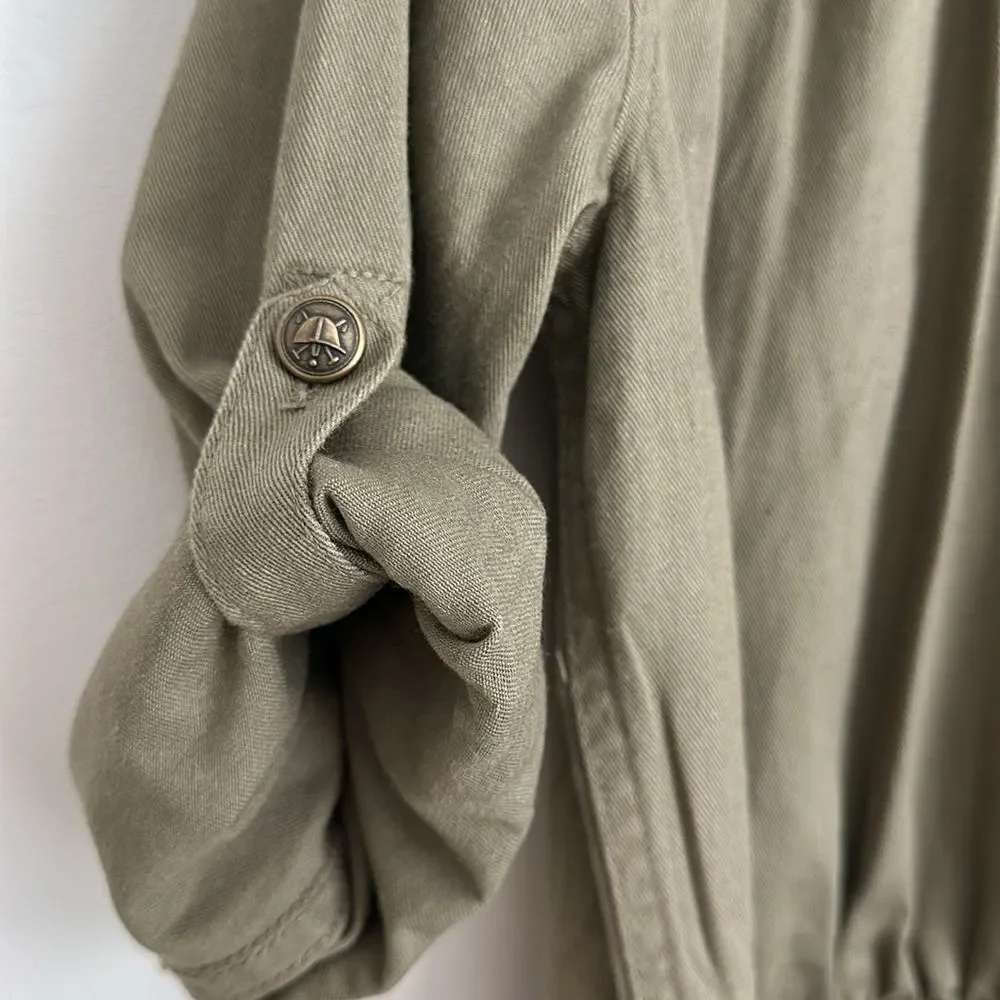 Ralph Lauren Dress Girls Size 14 Khaki Button Front Belted Chino Shirtdress
